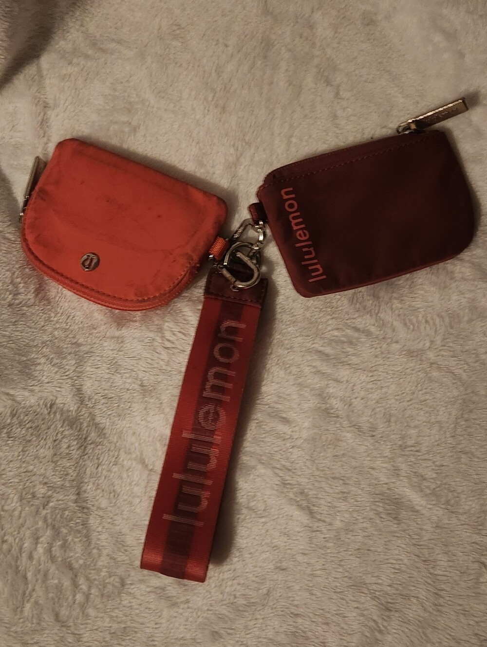 lululemon athletica Red/Burgundy Key Pouch Set with Wristlet